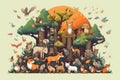 Pixel Art Design of a Quirky and Playful Animal Kingdom