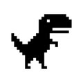 Pixel art of dinosaur icon isolated on white background. Offline error for internet. Character game vector illustration