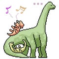 Pixel art dinosaur kid playing