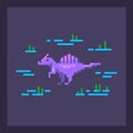 Pixel art dinosaur in nature Royalty Free Stock Photo
