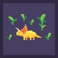 Pixel art dinosaur in nature