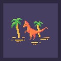 Pixel art dinosaur in nature Royalty Free Stock Photo