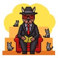 pixel art dog mafia boss