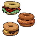 Pixel art donut meat burger