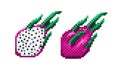 Pixel art dragon fruit icon. vector illustration