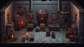 Pixel art dungeon background for 8 bit games