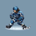 Pixel Art: Edgy Caricature Of A Boy Playing Hockey
