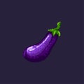 Pixel-art eggplant. Whole eggplant on blue background.