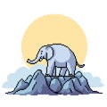 pixel art elephant on mountain