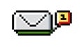 Pixel Art Email with Notification Icon, Unread Message Alert, vector design Generative AI Royalty Free Stock Photo