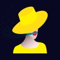 Pixel art evolution. Vector illustration. Beautiful girl in a yellow hat Royalty Free Stock Photo
