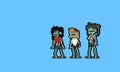 Pixel art female zombie characters.