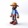 Pixel Art Figure With Pants And Hat: A High-quality Photo Maquette
