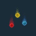 Pixel art fire spirit icon set.