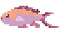 Pixel art fish. Aquarium pet vector illustration. Animal video game asset.