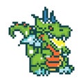 Pixel art flying dragon, dragon pixel illustration, Vector cartoon monster pixel design Royalty Free Stock Photo