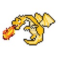 Pixel art flying dragon, dragon pixel illustration, Vector cartoon monster pixel design Royalty Free Stock Photo