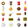 Pixel art food icons vector. Royalty Free Stock Photo