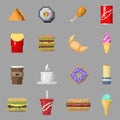 Pixel art food icons vector Royalty Free Stock Photo