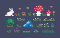 Pixel art forest icons set Royalty Free Stock Photo