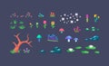 Pixel art forest plants. Environment objects for design