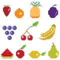 Pixel art fruit collection