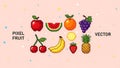Pixel Art Fruit Collection Vector Set Royalty Free Stock Photo