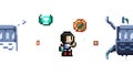 Pixel Art Game Elements Set: Characters & Items, vector design Generative AI Royalty Free Stock Photo
