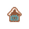 Pixel art gingerbread cookie house design