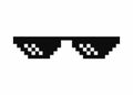 Pixel art glasses. Thug life meme glasses isolated on white background