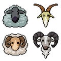 Pixel art goat sheep head