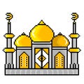Pixel art golden dome mosque illustration