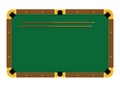 Pixel art green billiard table with cue on white background