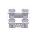 Pixel art grey stone towers and walls citadel - vector retro 8 bit game design fortress texture illustration isolated Royalty Free Stock Photo