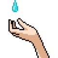 Pixel art hand water drop Royalty Free Stock Photo