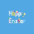 Pixel happy easter color text.Easter day.8bit.