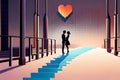 Pixel Art Of Heart And Couple With Pastel Color Background. Love And Valentine Day Concept. Generative AI Royalty Free Stock Photo