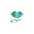 Pixel Art Heart Earth Illustration