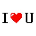 Pixel art heart I love you color icon valentine