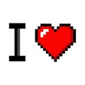 Pixel art heart I love you color icon valentine