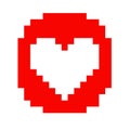 Pixel art heart love color icon valentine set