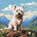 Pixel Art Highland Westie: Uhd Image With Pop Art Colors