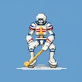 Pixel Art Hockey Helmet Design Inspired By The Blue Rider