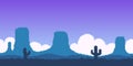 pixel art horizontal illustration of blue landscape of the Great American Desert with rocks and cacti in retro platformer style