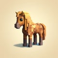 Pixel Art Horse Character: Cute And Minimalist Voxel Sculpture