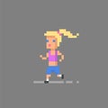 Pixel art running woman.