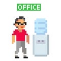 Pixel Art Image Of Businesspeople By Water Cooler In Office Royalty Free Stock Photo