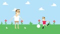 Pixel Art Image Of Family Playing Football In Park