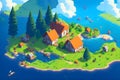 Pixel Isle: A Village Oasis