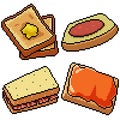 Pixel art isolated breakfast bread